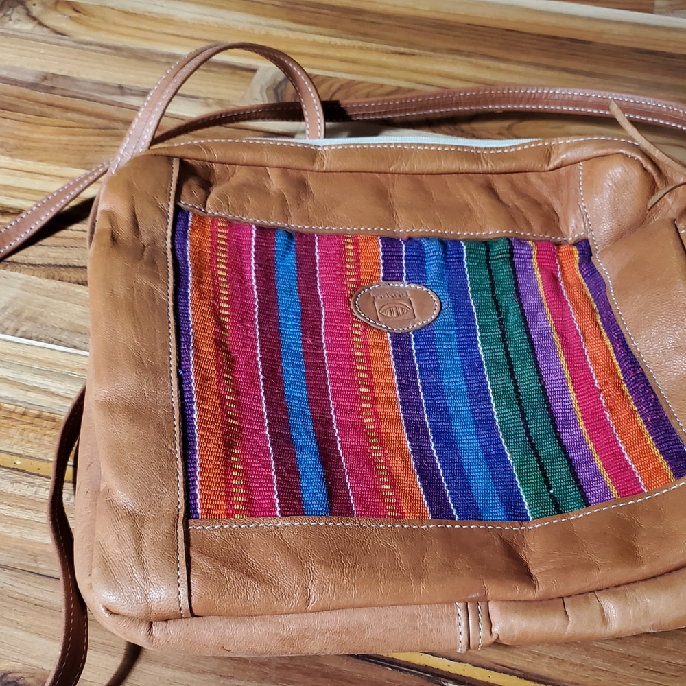 Colorful Striped Leather Crossbody Bag